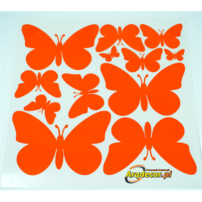 Pomarańczowe motylki arkusz24/24 cm! Naklejki na witrynę. Dekoracje do przedszkola (NA ZAMÓWIENIE).
