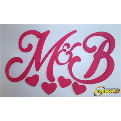 M & B, Inicjały na ścianę Pary Młodej (NA ZAMÓWIENIE) nr 187 dekoracje ślubne