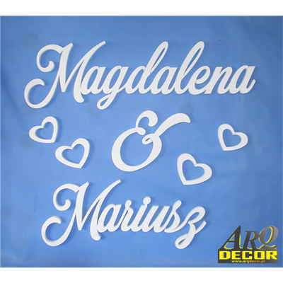 Magdalena & Mariusz, Imiona Nowożeńców, Pary Młodej (NA ZAMÓWIENIE) nr 34 Dekoracje Ślubne