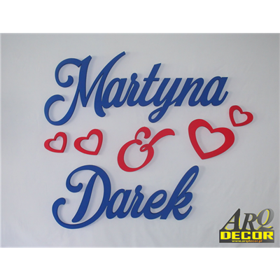Martyna & Darek, Imiona Nowożeńców, Pary Młodej (NA ZAMÓWIENIE) nr 40 Dekoracje Ślubne