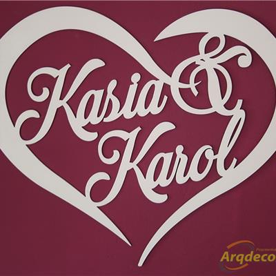 Duże serce z imionami Pary Młodej Kasia & Karol (NA ZAMÓWIENIE) nr 02 ślub, wesele, dekoracje