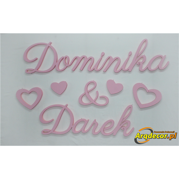 Dominika & Darek, Imiona Nowożeńców , Pary Młodej (NA ZAMÓWIENIE) nr 167 Dekoracje Ślubne