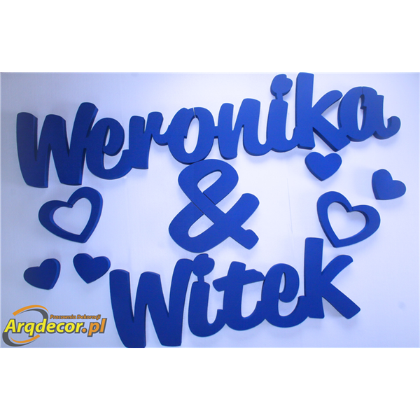 Weronika & Witek, Imiona Nowożeńców , Pary Młodej (NA ZAMÓWIENIE) nr 181 Dekoracje Ślubne